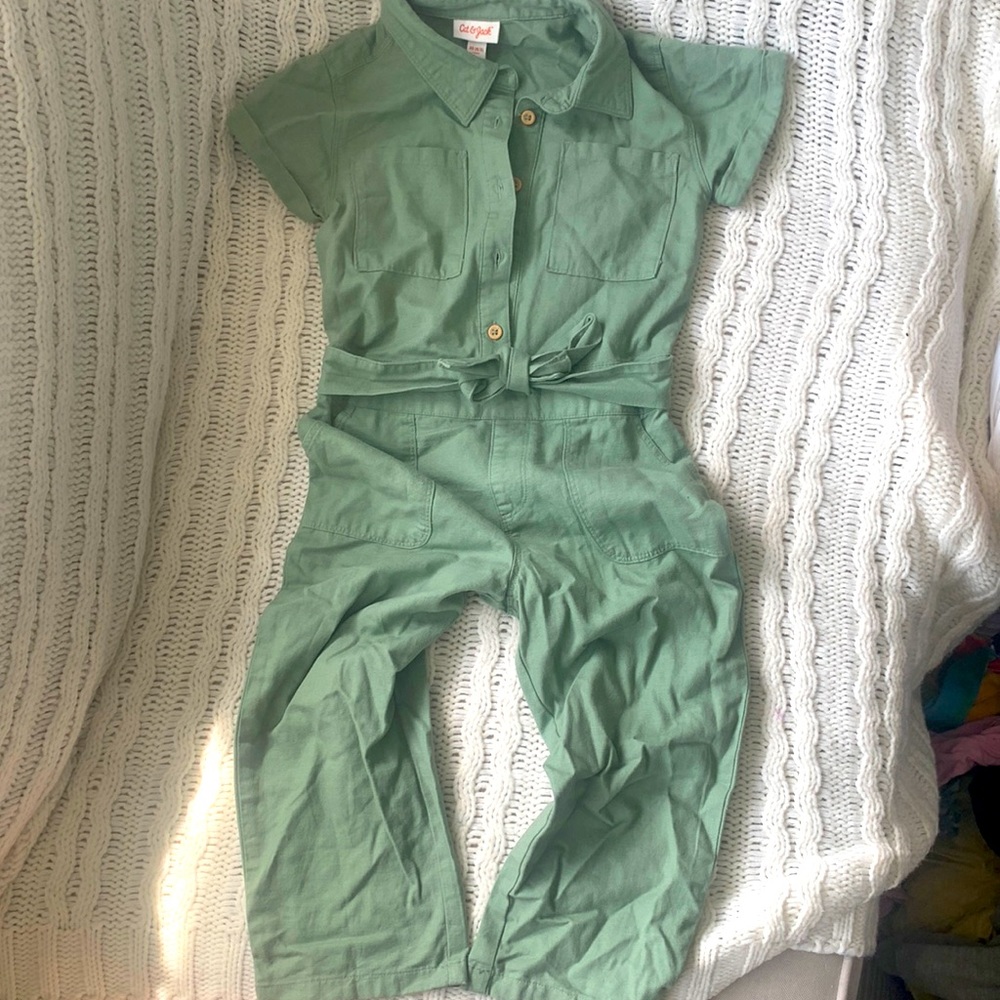 Kids green jumpsuit xs (4-5)